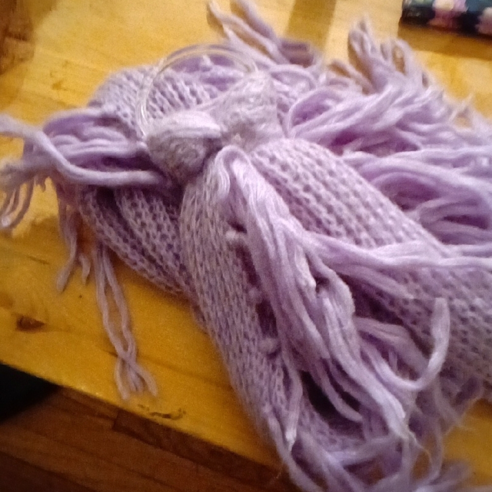 A New Day Light Purple Knit Scarf with Fringe - Picture 2 of 3